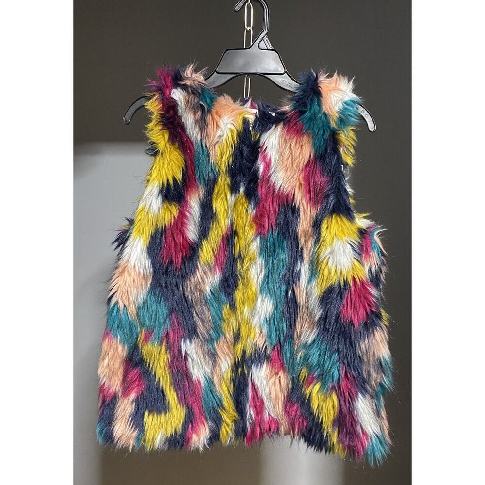 Say What? Multicolored Rainbow Faux Fur Vest Size L